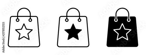 Shopping Bag Icons, Star Icons, Retail Icons, E-commerce Icons, Vector Set