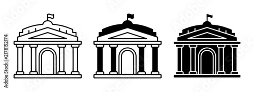 Classical Building Icons, Government Architecture, Public Institution Symbols