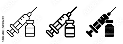 Syringe and Vial Icons, Medical Injection Set, Healthcare Graphics