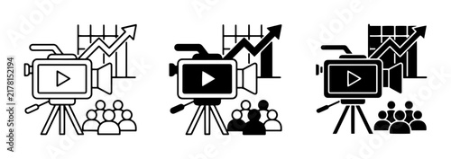 Video Marketing Growth Icons, Business Analytics, Audience Engagement, Content Creation