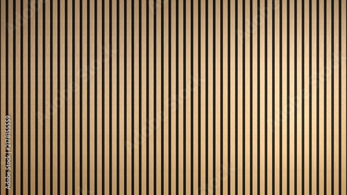 Modern vertical light wood slat wall panel background - home decoration - 3D rendering