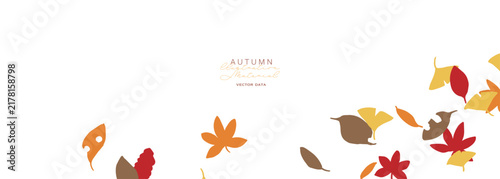 秋の紅葉と落ち葉のシンプルなフレーム・背景セットSimple Autumn Leaf Frames and Background Set
