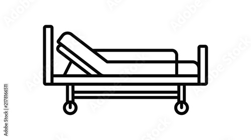 Foto Hospital bed outline on a white background depicts medical furniture