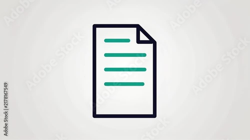 Document icon writing animation 2D flat line art loop