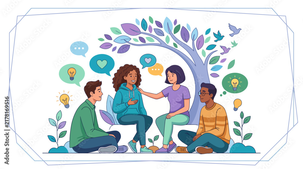 Fototapeta premium Diverse Group Conversation Vector Illustration