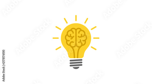 Bright Idea Light Bulb with Brain Inside, Symbolizing Innovation and Creativity