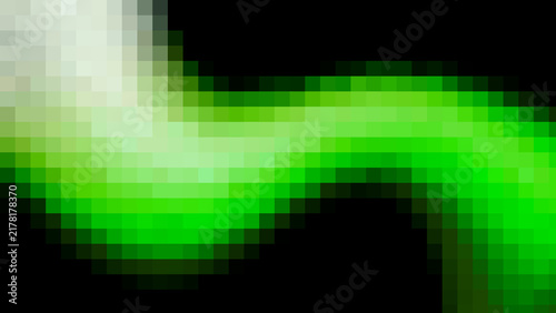 Abstract green wave made of digital square pixels