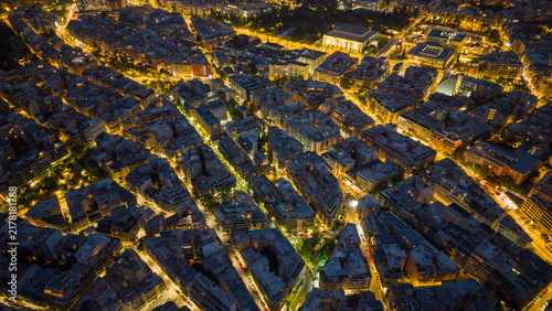 Illuminated street in the city at night