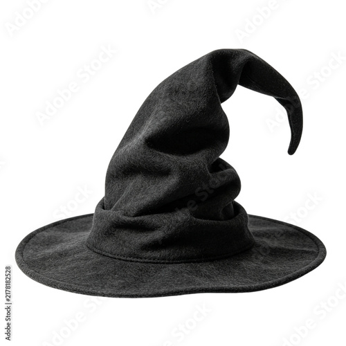 Fotografía Black felt witch hat isolated on png background for Halloween costume design