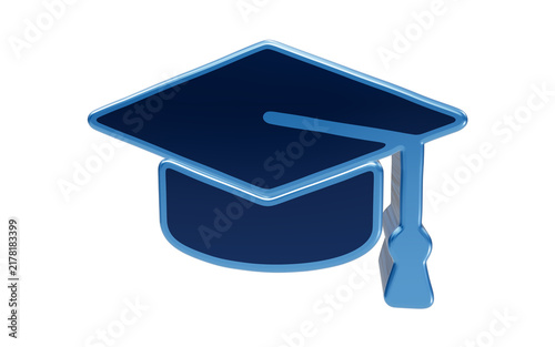 Cuadro en lienzo Graduation Cap Icon: A symbol of academic achievement, a classic dark blue graduation cap with a tassel, representing education and knowledge