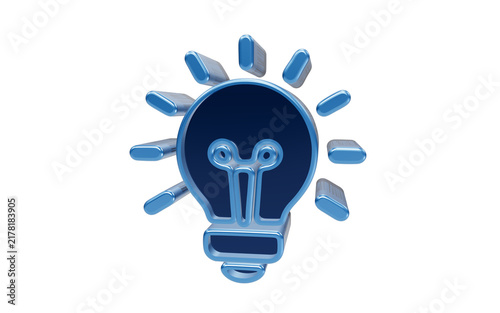 Obraz na płótnie Illuminating Idea: A vibrant 3D illustration of a glowing blue lightbulb, symbolizing innovation, inspiration, and a bright new idea