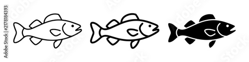 Fish Icons, Simple Aquatic Vector Graphics, Outline and Silhouette