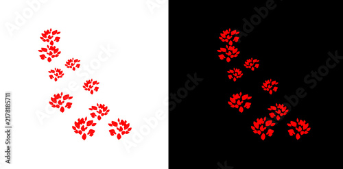 Red leaves in clusters scattered on transparent background for autumn design elements.