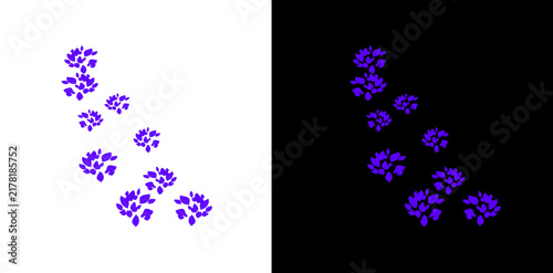 Purple magical falling leaves on alpha and black background suitable for night fantasy game environments and vfx assets.
