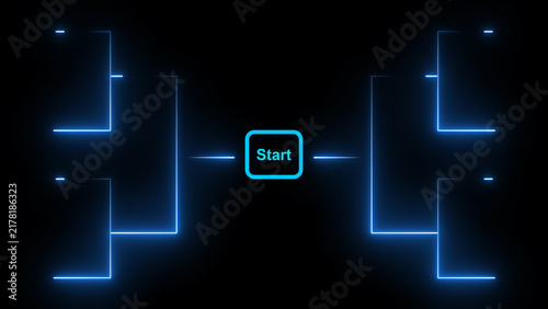 Glowing tournament bracket prepares sports playoff competition teams. Bold tournament bracket organizes match ladders. Modern tournament bracket for gaming contests.
