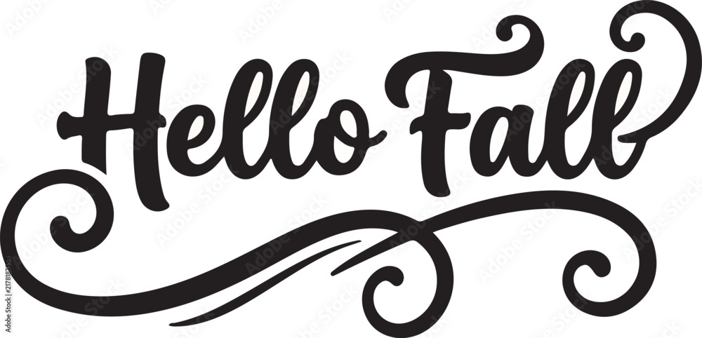 Fototapeta premium Hello Fall Calligraphic Lettering Seasonal Celebration Vector Banner