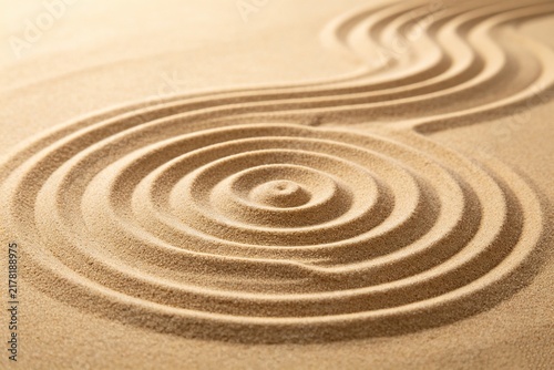 Japanese Water Ripple Pattern, Zen Garden Sand Concentric Circles