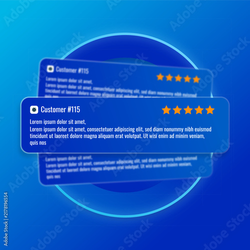 Customer Review Card UI Component with Five Star Rating
