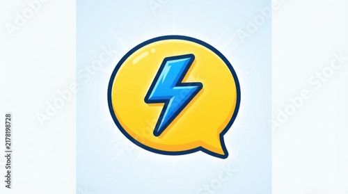 Yellow speech bubble icon with a blue lightning bolt symbol