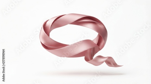 Elegant pink silk ribbon curled into a circle shape