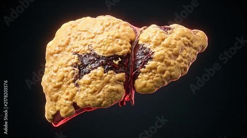 3D Render of Liver Disease Progression from Healthy to Cirrhosis
