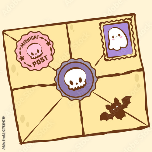 ute Ghost Mail Halloween Illustration.