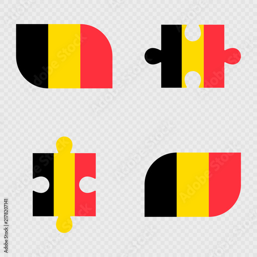 Belgium Flag Rounded Shapes and Puzzle Set.