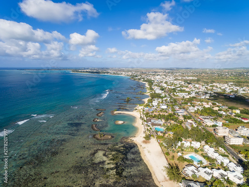Mauritius, East Coast, Pointe aux Biches, aerial view