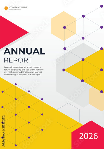 Annual Report Template with Geometric Hexagon Pattern