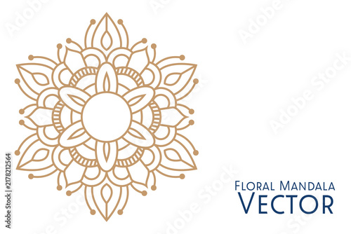 Elegant Gold Floral Mandala Isolated