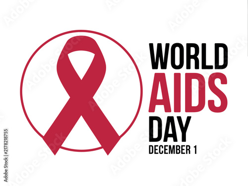 World aids day awareness graphic featuring a red ribbon symbol for global health support campaigns