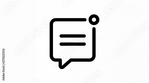Minimalist line art icon of an AI chat box, smart chatbot message symbol
