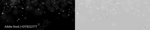 Fotografía Small sparkling star shapes are scattered across a dark background