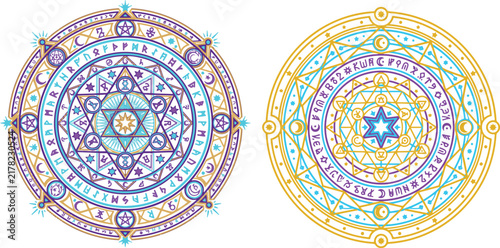 Sacred geometry mandala vector set mystical magic circle ornament spiritual alchemy astrology symbol esoteric illustration for design