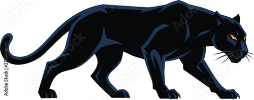 Black Panther Mascot Logo Vector Illustration of a Prowling Wild Cat Predator