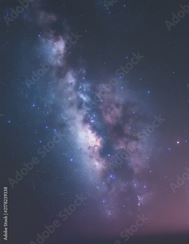 Milky Way galaxy core in night sky with stars, cosmic dust, and nebula for astronomy background