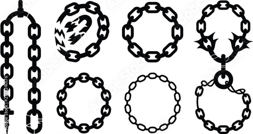 chain links and broken chains vector icon