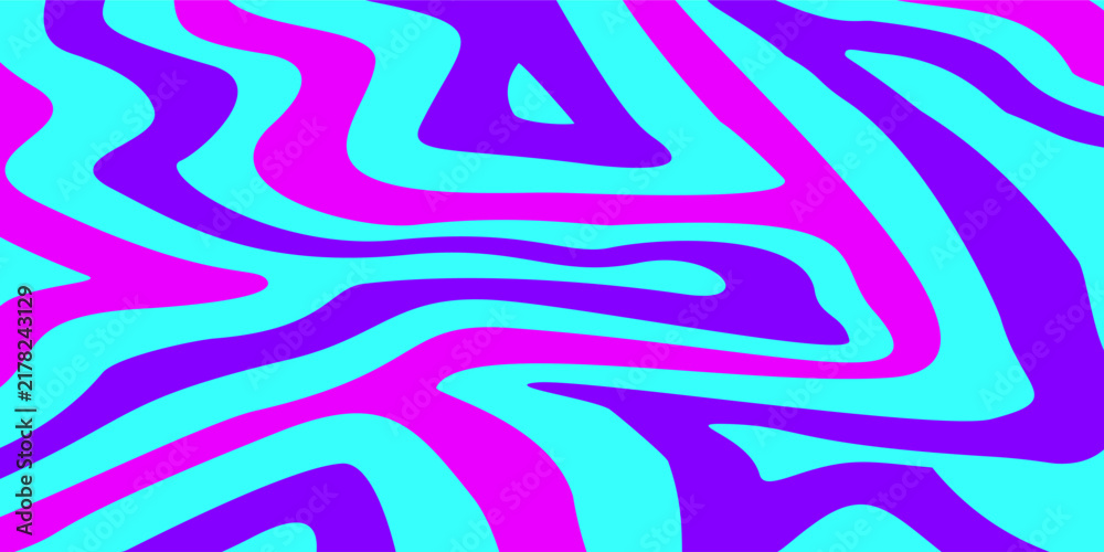 Fototapeta premium vibrant wave y2k groovy background. Abstract purple, blue and pink groovy background. Abstract wavy fluid pink, purple, and blue psychedelic stripes background.