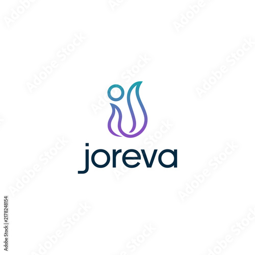 Abstract minimalist corporate logo with gradient flame icon and sans serif text on white background