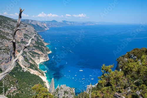 aerial panoramic full view Orosei Gulf, cala goloritzè, cala Luna, Cala Mariolu, trekking, wild blue, tourism, landmark, holidays, travel