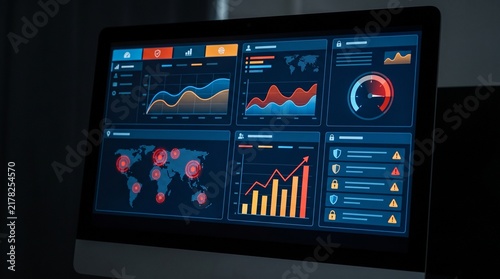 Digital Dashboard Displaying Financial Data and Global Analytics.
