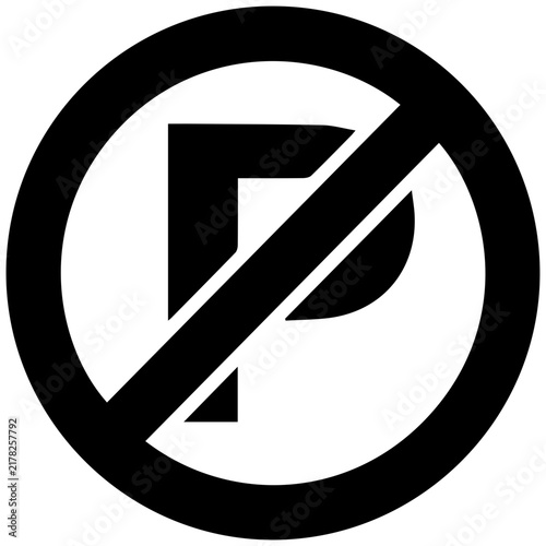 No parking road sign icon, black and white circular traffic symbol for restricted zones.