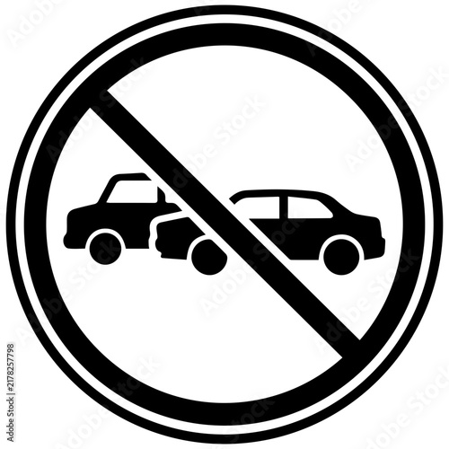 No Overtaking Road Sign Icon, Traffic Prohibition Symbol for Driving Safety and Regulations