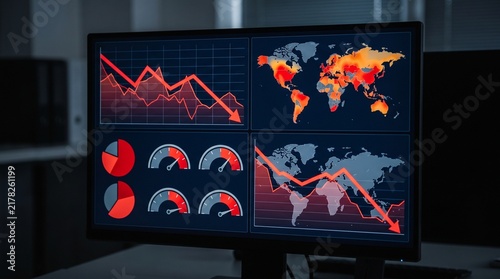 Financial Market Data Analysis on Computer Screen.