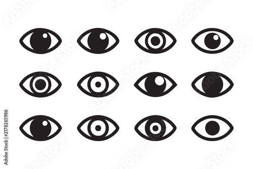 Geometric Eye Icon Set for Technology, Security, and Digital Applications