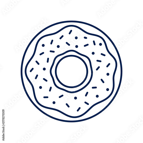 Minimalist outline icon of a sweet glazed donut with sprinkles on top