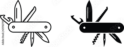 Swiss knife icon. Pocket knife vector illustration. Multi tool symbol.