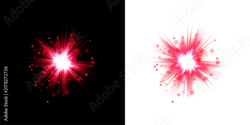 Abstract bright red light burst effect isolated on transparent background