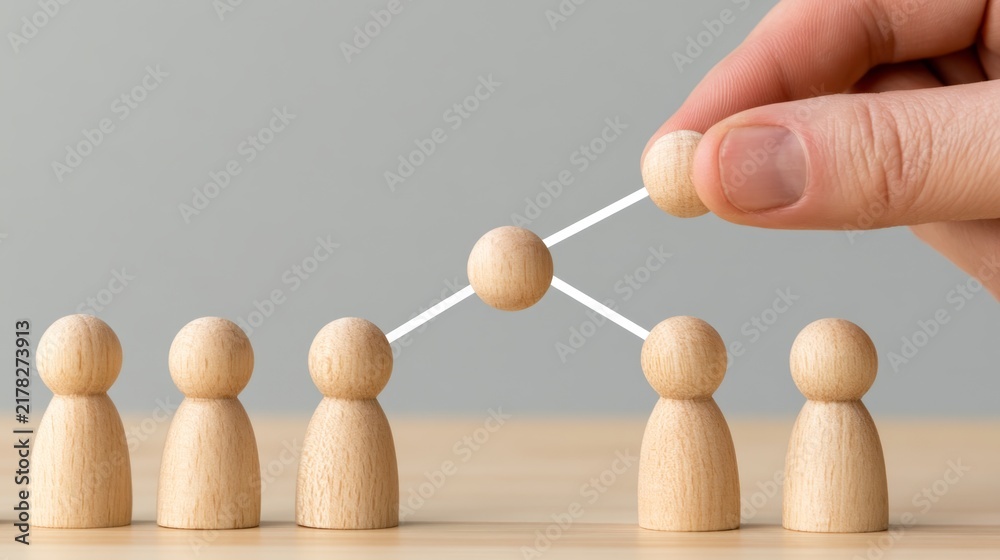 Obraz premium Wooden Figures of Humans in the Loop of AI Integration and Human Interaction with Technology