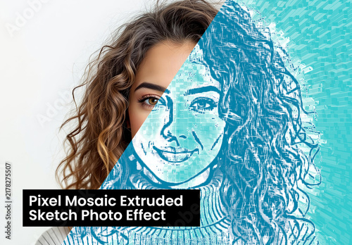 Pixel Mosaic Extruded Sketch Photo Effect